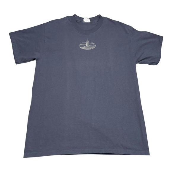 Vintage 90s Artisans Blue Lighthouse Ocean Single Stitch Shirt Women's Medium - Picture 1 of 7